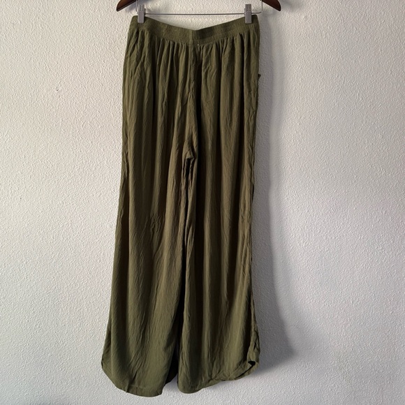 DIP Gauzy Wide Leg Pants Medium Olive Green Bohemian Aesthetic - Picture 8 of 14